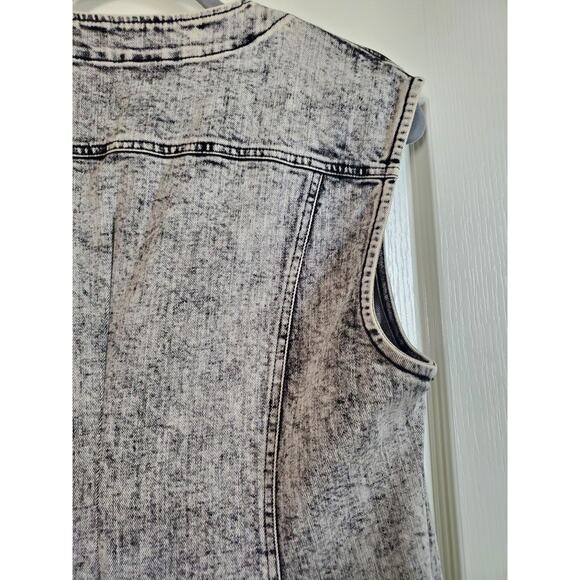 Tanya Taylor Retro Grey Black Faded Denim V Neck Shift Mini Dress, Size 10 - Picture 9 of 10